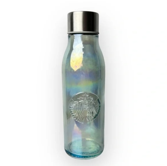 RARE Starbucks iridescent rainbow recycled glass water bottle - Picture 2 of 9